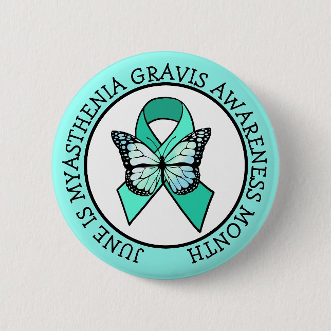 Juni är Myasthenia Gravis Awareness Månad Knapp (Framsida)
