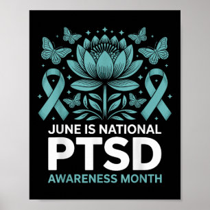 Juni Är Nationell Ptsd-Medvetenhet Månad Teal Band Poster