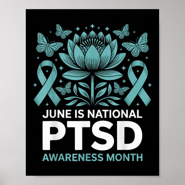 Juni Är Nationell Ptsd-Medvetenhet Månad Teal Band Poster (Framsidan)