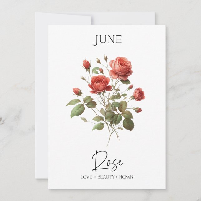 Juni Birthday Birthday Month Flower Ro Julkort (Framsida)