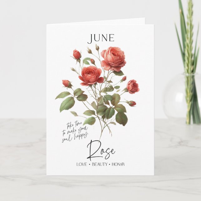 Juni Birthday Birthday Month Flower Ro Kort (Framsida)