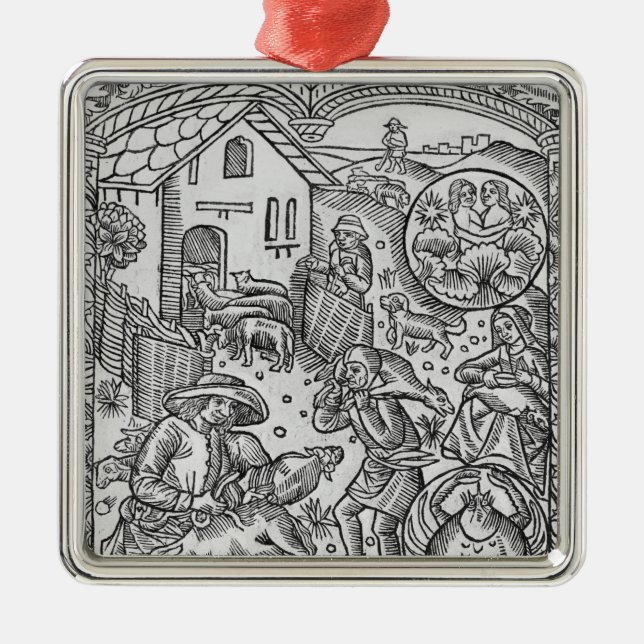 Juni får som klipper, Gemini Julgransprydnad Metall (Framsidan)