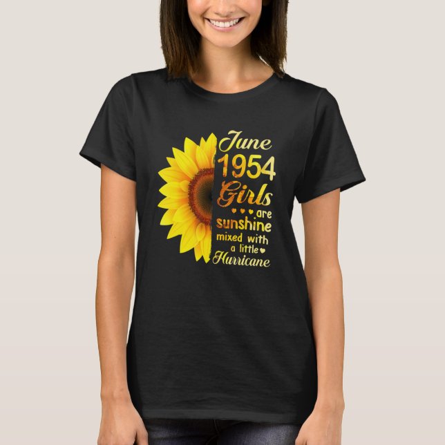 Juni Flickor 1954 Solros 69:e födelsedagen T Shirt (Framsida)
