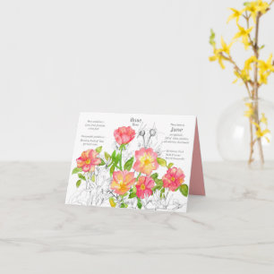 Juni Födelsedags Hästkaprifol Ros Födelseblomma Bl Kort