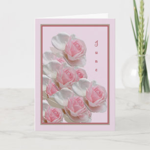 Juni-födelsedagskort med Rosa ros Kort