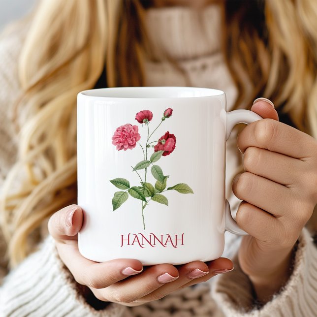 Juni Födelsemånad Blomma Rosa Röda Rosor Kaffemugg (Skapare uppladdad)