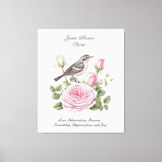 Juni Födelsemånad Flower Ro Elegant Birthday Canvastryck (Framsida)