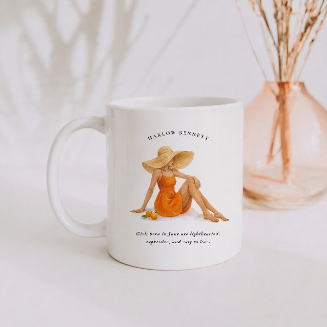 Juni Födelsemånad Tjej | Monogram  Kaffemugg (Skapare uppladdad)