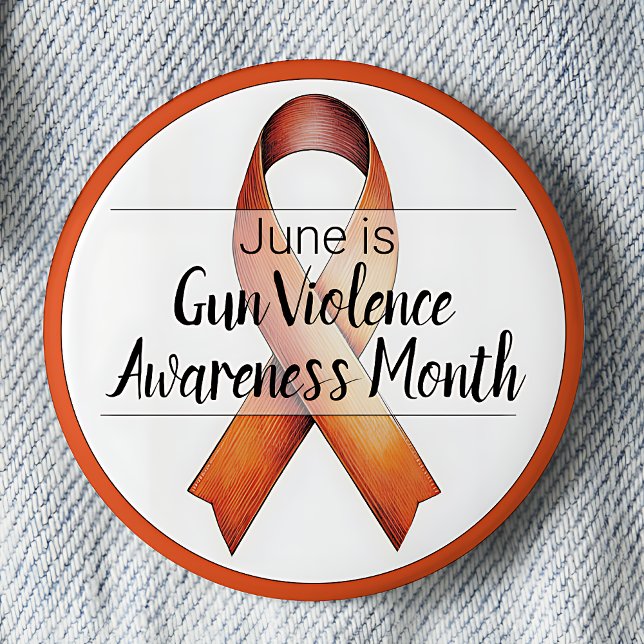 Juni Gun Violence Awareness Month Knapp (Orange awareness ribbon.  June is Gun Violence Awareness month.)