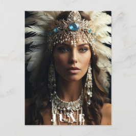 *~ JUNI Kvinna FÖDELSEDAG PÄRLOR Boho AP53 Vykort