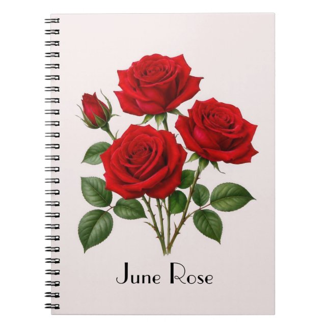 Juni Rosa Blommor  Anteckningsbok (Framsidan)