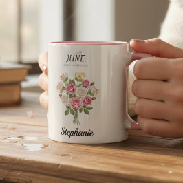 Juni Rosa Födelsemånad Blomma Mormor Present Mugg