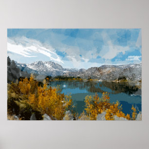 Juni sjön i Sierran Nevada spänner av Kalifornien Poster