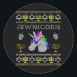 Junicorn Funny Jewish Unicorn Hanukkah Chanukah Runt Klistermärke<br><div class="desc">Junicorn Funny Jewish Unicorn Hanukkah Chanukah</div>