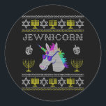 Junicorn Funny Jewish Unicorn Hanukkah Chanukah Runt Klistermärke<br><div class="desc">Junicorn Funny Jewish Unicorn Hanukkah Chanukah</div>