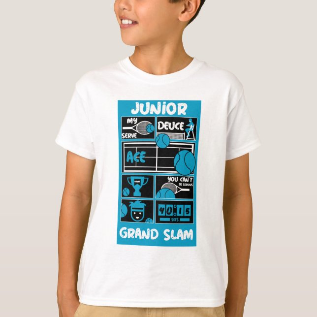 Junior Boys Tennis Player T Shirt (Framsida)