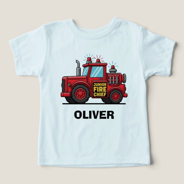 Junior Brandchef Brandbil Lastbil T Shirt (Design Framsida)