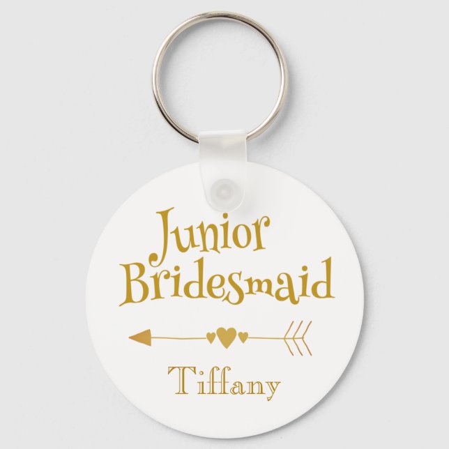 Junior Bridesmaid Gifts Golden Font Nyckelring (Framsida)