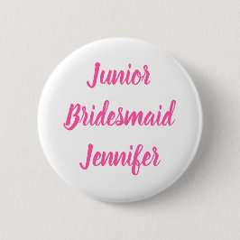 Junior Bridesmaid Rosa Custom Name Gifts Bröllop Knapp