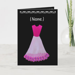 Junior Bridesmaid Rosa & White Gown Flowered Trim Inbjudan