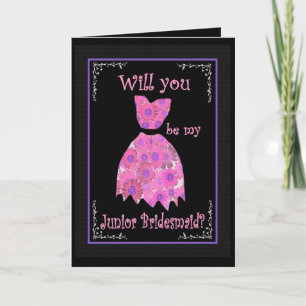 JUNIOR BRIDESMAID Wedbjudande Rosa Gown Inbjudan