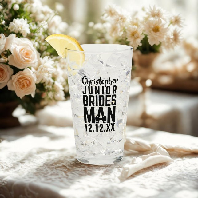 Junior Bridesman Namn Minnessak Glas (Perfect wedding favor for your Junior Bridesman. Just add their name and your wedding date)