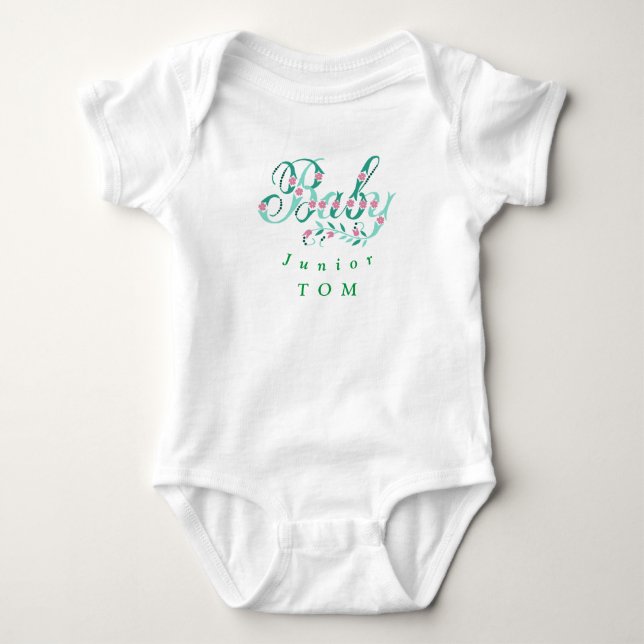 Junior calligraphy Personlig Baby Bodykostym T Shirt (Framsida)