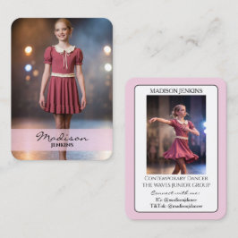 Junior Dans Autograf Trading Card Ljusrosa Kort