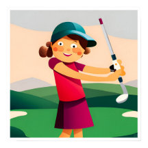 Junior Girls Golf Art-utskrift