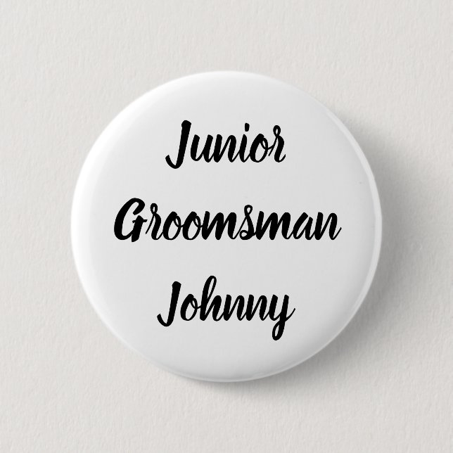 Junior Groomsman Black Custom Name Gifts Bröllop Knapp (Framsida)