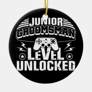 Junior Groomsman Gaming Video Gamer Bröllop Julgransprydnad Keramik