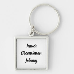 Junior Groomsman Gift-skernamn Gifts Bröllop Ke Fyrkantig Silverfärgad Nyckelring
