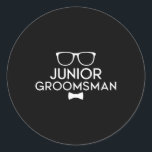 Junior Groomsman Groom Bröllopsfest Runt Klistermärke<br><div class="desc">Junior Groomsman Groom Bröllopsfest</div>