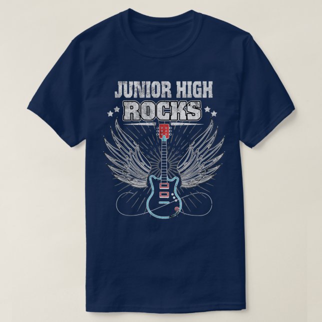 Junior High Rocks Funny Back To School Student Gui T Shirt (Design framsida)