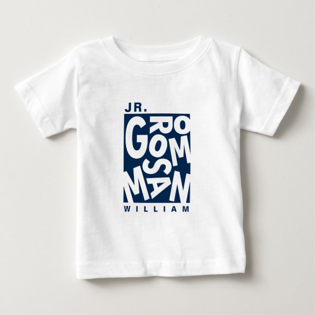 Junior Jr. Groomsman, bröllopsfest, marinblå T Shirt (Framsida)