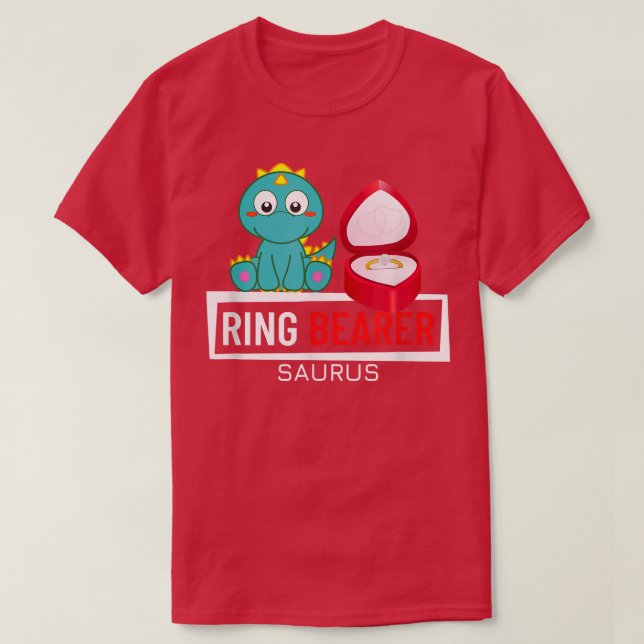 Junior Ring Bearer Saurus Wedding Party Kids Ring  T Shirt (Design framsida)