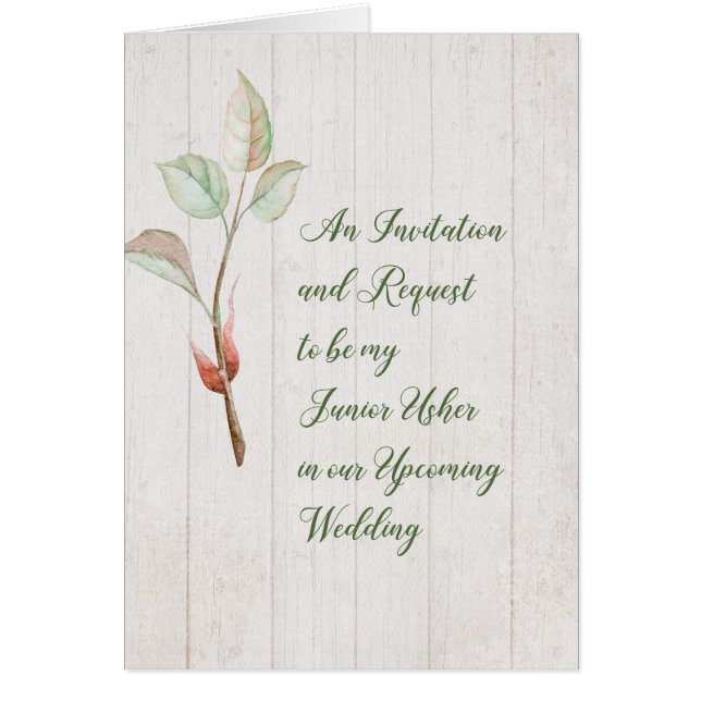 Junior Usher-inbjudan och Faux Wood-begäran Hälsningskort (Framsidan)
