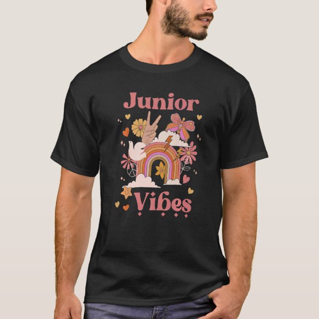 Junior Vibes School Groovy Retro Boho Rainbow 11 T Shirt (Framsida)