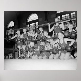 Juniorboxning, 1939. Gammalt foto Poster