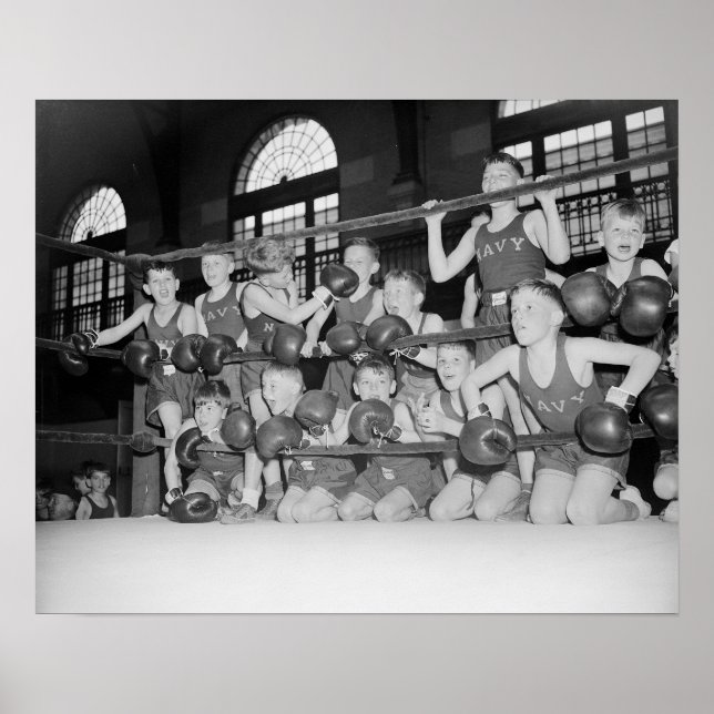 Juniorboxning, 1939. Gammalt foto Poster (Framsidan)