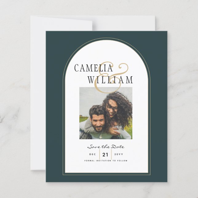 Juniper Grönt Guld Modern Wedding INVITE QR Code (Framsida)