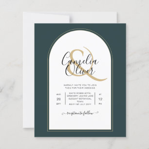Juniper Grönt Guld Modern Wedding INVITE QR Code