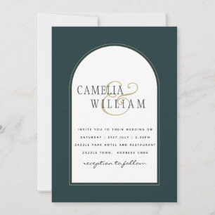 Juniper Grönt Guld Modern Wedding INVITE QR Code Inbjudningar