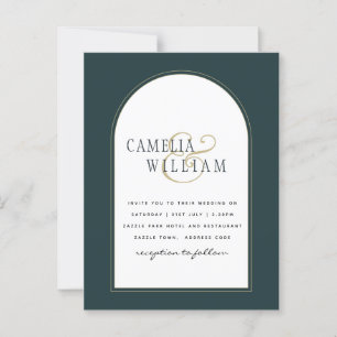 Juniper Grönt Guld Modern Wedding INVITE QR Code Vykort