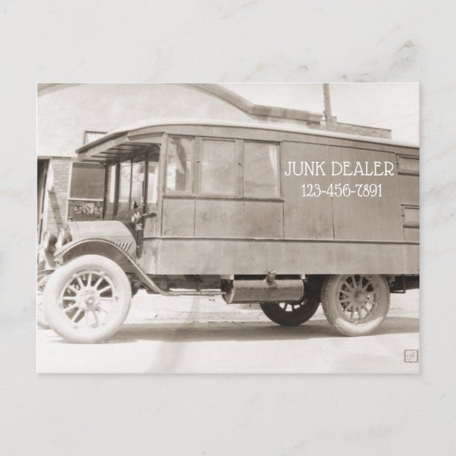 Junk Dealer Antique Lastbil Monochrome Antiques Vykort (Framsida)