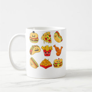 Junk Food Cartoons Fried Food Pizza Chicken Nugget Kaffemugg