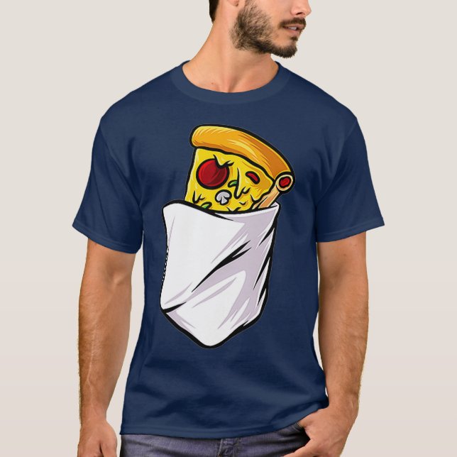 "Junk Food Fast Food Slice of Pizza" i en Pocket T Shirt (Framsida)
