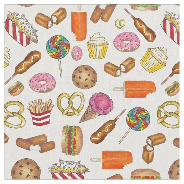 Junk Food Junkie Burger Donut Lollipop Ice Cream Tyg (Närbild)