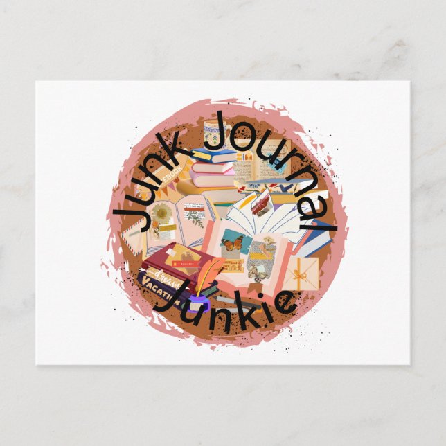"Junk Journal Junkie" Business Postcard Vykort (Framsida)