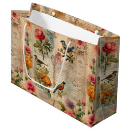 Junk Journal Seite mit Blumen + Vögel -